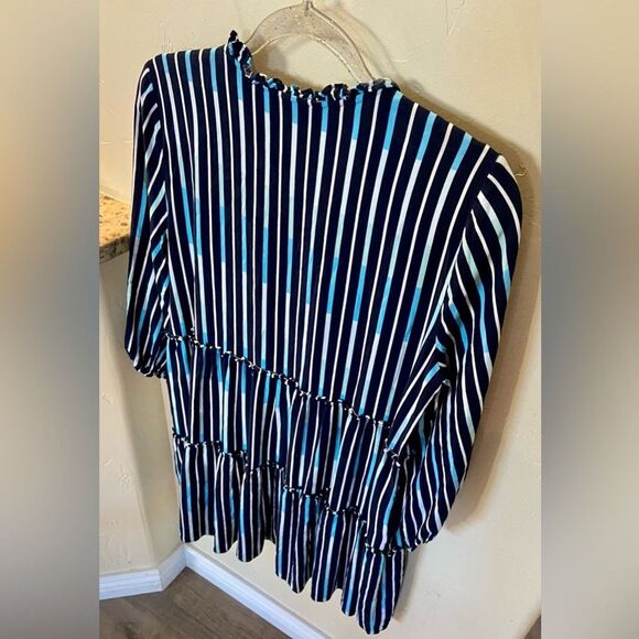 Violet Weekend womens size large blue/black stripped lightweight beach dress - Picture 3 of 6